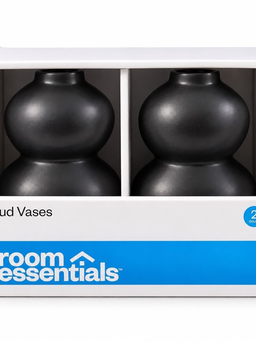 Room Essentials Matte Black Double-Bulb Ceramic Vase Duo